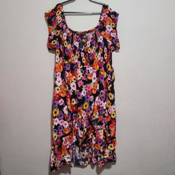 Torrid Floral Off The Shoulder Tulip Hem Dress Plus Size 1X Multicolor - Picture 2 of 6